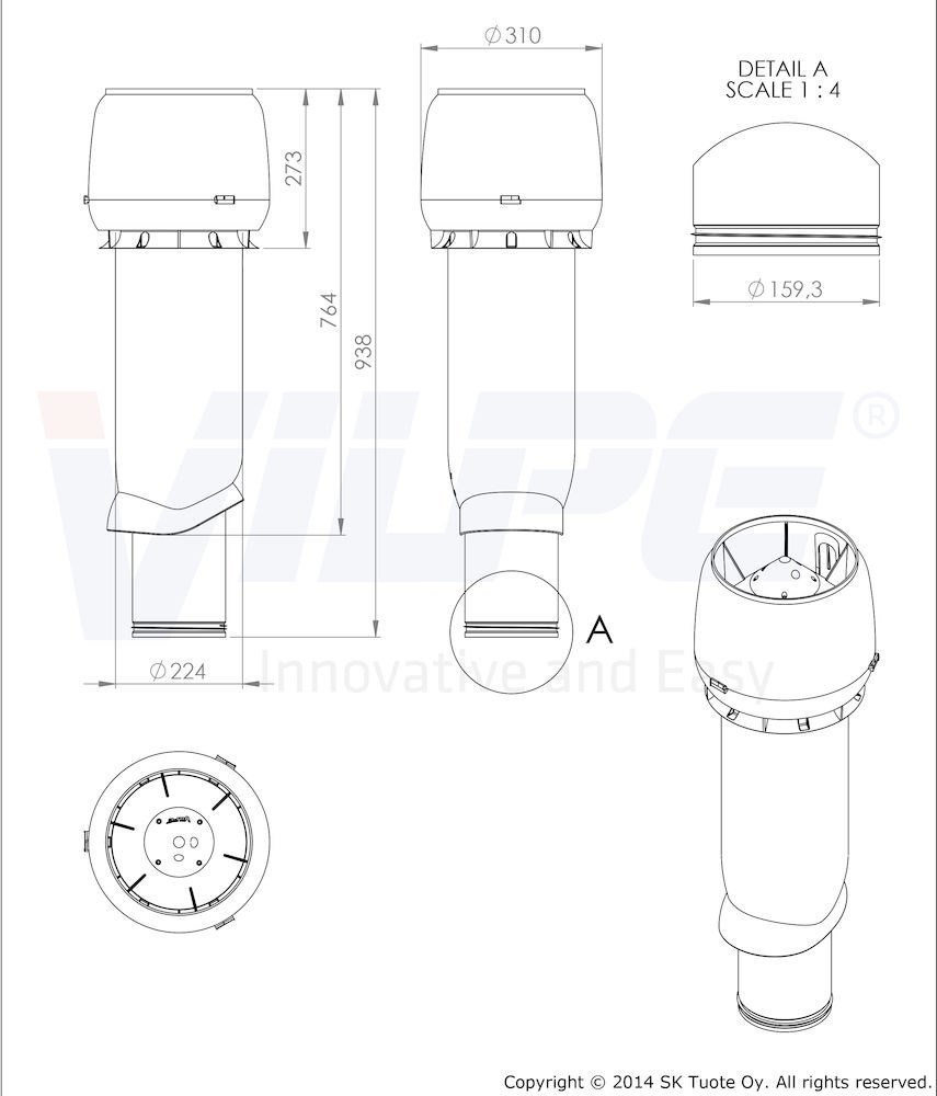 VILPE 160P/IS/700 вентиляционный выход - 16 241 руб.